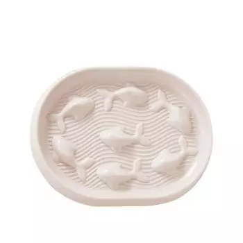 Oval Cat Slow Food Bowl Round Pet Feeding Basin Multi-use Pet Bowl Water white-oval