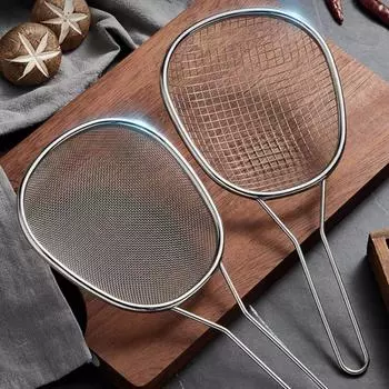 Oval Draining Spoon Stainless Steel Frying Strainer Spoon Stainless Steel Strainer Scoop Vegetable Style 1