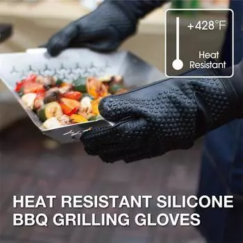 Oven Mitts Bake Silicone Gloves Anti-scald Microwave Oven Baking Gloves BBQ Gloves Anti Heat Resistant Baking Gloves Potholder