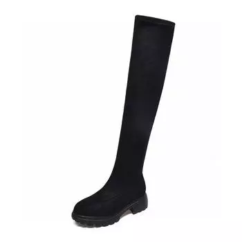 Over-knee boots women s new simple temperament black long boots comfortable elastic boots thin boots 35