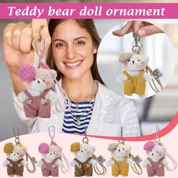 Overalls Painter Hat Bear Bag Pendant Keychain. Cute Plush Doll Keychain One Size