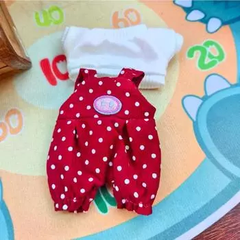 Overalls Polka Dot Set Clothes 17cm Blind Box Series Vinyl Baby Clothes Replacement Clothes Various Clothes 17CM Rabub pendant clothing