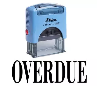 OVERDUE Self Inking Rubber Stamp Custom Shiny Office Стационарный штамп Impression Area 14 mm x 38 mm чёрный