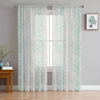 Overlay Of Tree Branch Loop Diagram Sheer Curtains for Living Room Modern Home Decor Tulle Curtain Bedroom Voile Drapes W135 x H114cm
