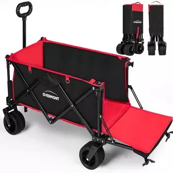 Overmont Carry Wagon 150L, большой, совместимый с длинной свободной постановкой грузоподъемностью, схождением, задним развертыванием, переноской на открытом воздухе, кемпингом, цветением вишни