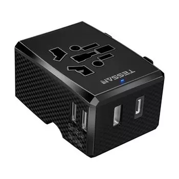 Overseas conversion plug Compatible with all over the world TESSAN Conversion plug for overseas travel with 3 ports and 1 port Travel charger Set of 4