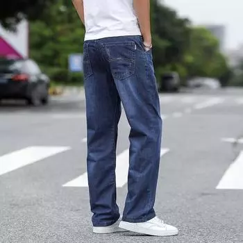Oversized Men s Street Wide Leg Pants with Drooping Straight Leg Jeans, Youth Loose Fitting Men s Jeans, High Waist 34
