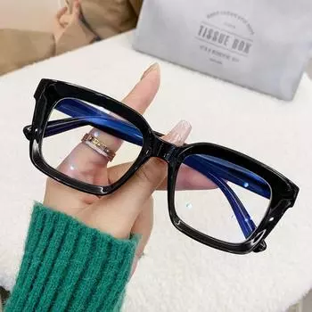 Oversized Square Glasses Anti Blue Light Glasses Large Frame Myopia Glasses Flat Light Glasses Transparent Eyeglasses