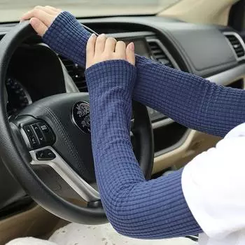 Oversleeves for Women Heattech Joint Elbow Pad Sleeves Cold-Proof Arm Protector Men Long Winter Elastic Arm Sleeve Thickened Oversleeve Navy Blue (straight) All yards
