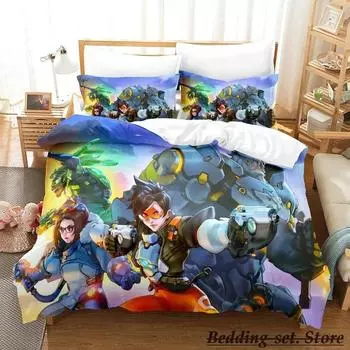 Overwatch 2 Bedding Set Single Twin Full Queen King Size Bed Set Adult Kid Bedroom Duvetcover Sets Anime parure de lit Bed 70x133cm 2pcs