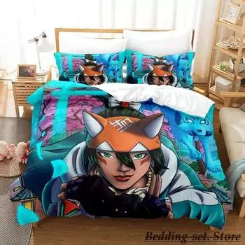 Overwatch 2 Kiriko Heads Bedding Set Single Twin Full Queen King Size Bed Set Adult Kid Bedroom Duvetcover Sets Anime Bed 70x133cm 2pcs