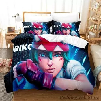Overwatch 2 Kiriko Heads Bedding Set Single Twin Full Queen King Size Bed Set Adult Kid Bedroom Duvetcover Sets Anime Bed 70x133cm 2pcs