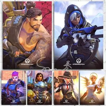 Overwatch игровой персонаж плакат печать на холсте Overwatch 3D персонажи настенная художественная картина видеоигра Настенный декор для игровой комнаты 21x30cm No Frame