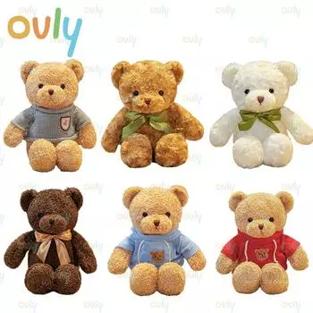Ovly 30/40 см кавайный плюшевый мишка подушка игрушки милые банты медведи игрушки мягкие животные милые куклы подарок на Рождество и Валентина 30cm белый