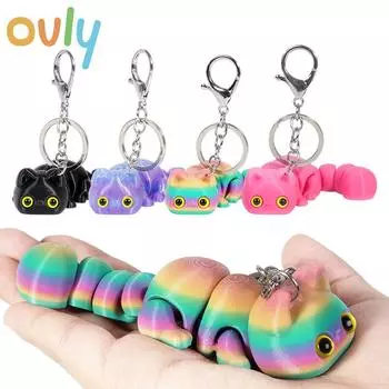 Ovly 3D печатный милый кавайный брелок для ключей Lucky Kawaii Cat, подвижный брелок для сумки автомобиля, подарочный аксессуар, модель, фигурки, игрушки, подарок для детей, игрушки для снятия стресса розовый