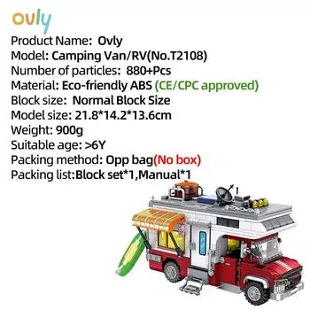 Ovly Camping Van RV Car Building Block MOC Toy Educational Decorative Ornaments Block Kit Children s Birthdays Gift