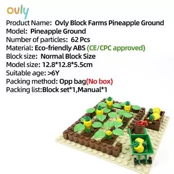 Ovly Ферма Ананас Земля MOC Овощи Фрукты Набор Деталей Тележки Сделай Сам Конструктор Детский Подарок с Инструкцией