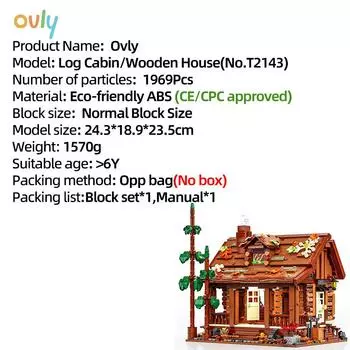 Ovly Log Cabin Wooden House Building MOC Toy Educational Decorative Ornaments Forest Block Kit Children s Birthdays Gift