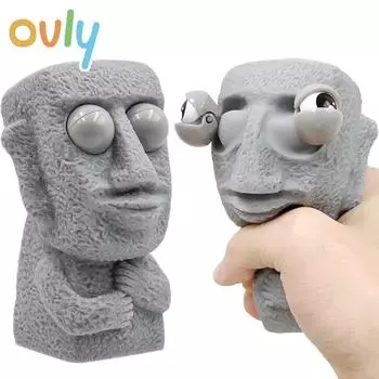 Ovly Пучеглазый человек с острова Пасхи, креативный, смешной, причудливый, декомпрессионный, стресс-снимающий, игрушка, сжимаемая, СДВГ, кавайный, милый подарок
