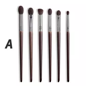 OVW 2/6pcs Shadow Makeup Brushes Set Natural Goat Bristle Cosmetic Makeup Brushes Tools Highlight Brush Blending Set, Red 6pcs1goathair