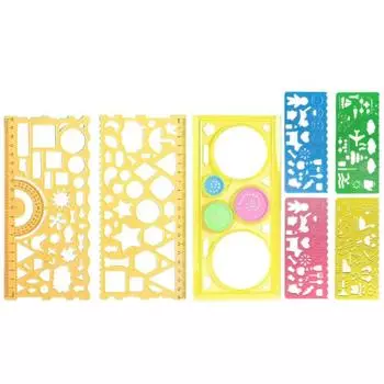 Овальная Геометрическая Шаблонная Линейка Шаблон для Рисования Живописи Учебный Измерительный Инструмент Геометрический Рисунок жёлтый