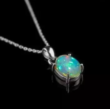 Овальная огранка настоящий огненный опал винтажный кулон покрытый белым золотом 14 карат бесплатная цепочка 18-20 inch