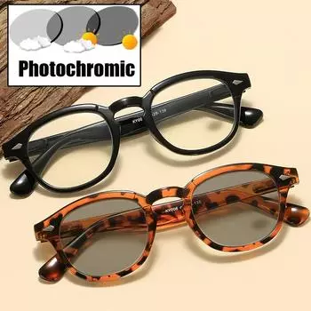 Овальная оправа для наружного применения, меняющие цвет оптические очки, винтажные готовые фотохромные солнцезащитные очки, модные женские простые очки для зрения