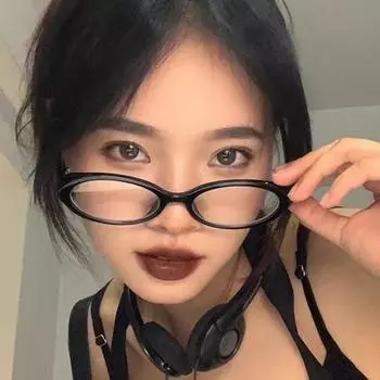 Овальная оправа Y2K Retro Anti-Blue Light Glasses Sweet Cool Girls Black Glasses Vintage Simple Women Eye Protection Glasses OneSize