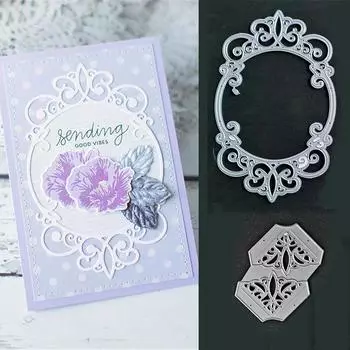 Овальная рамка для изготовления карточек с тиснением, металлические стальные трафареты, трафареты для скрапбукинга, ремесленные штампы 3D Diy, изготовление фестивальных карточек