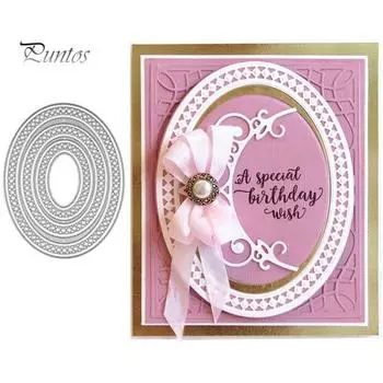 Овальная рамка для резки штампов DIY Скрапбукинг Тиснение бумажных карточек Фото Ремесло Плесень серебряный