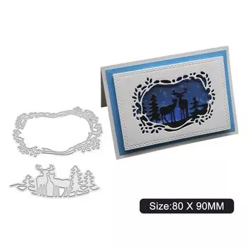 Овальная рамка Рождественский олень Металлический серебристый трафарет Тиснение Вырубные штампы для скрапбукинга Бумага Альбом Изготовление открыток серебряный