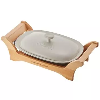 Овальная решетка для гриля, встроенная структура нагревателя, керамическая горячая пластина, натуральное дерево, стильная, стильная [Toffy] K-GP1 (Грейдж) Выпекать/Тушить/Варить на пару/Жарить при 230