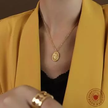 Овальная роза ключичная цепочка из титановой стали 18-каратного золота, невыцветающая подвеска на ожерелье