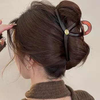 Овальная шпилька для волос Maillard Frosted Gold: Ретро-клип в стиле Гонконга «Темпераментная акула» Large кофейный