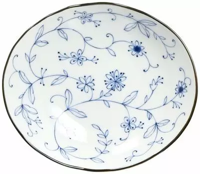 Овальная тарелка Mino Ware, сервировочное блюдо, линия, арабеска, диаметр прибл.. 16 см x глубина 14 см Японская столовая посуда Можно использовать в микроволновой печи в посудомоечной машине Сделано в Японии 131081