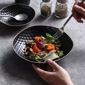 Овальная тарелка-миска Hammer, креативная тарелка для завтрака, керамическая тарелка для салата, тарелка для пасты, декоративная тарелка для домашнего хозяйства, кухонные принадлежности