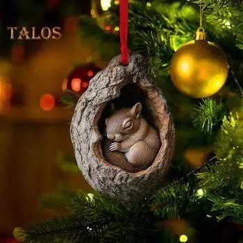 Овальное акриловое подвесное украшение в виде животного 2D, плоское лесное животное, рождественская елка, подвесное украшение для автомобиля, спальни, животного, гостиной, спальни, животного A