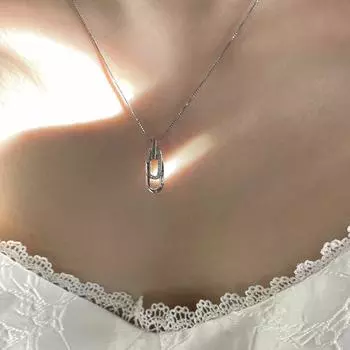 Овальное двойное кольцо с цирконием, подвеска из стерлингового серебра, нишевое простое женское ожерелье из стерлингового серебра 925 пробы, мода 925 silver