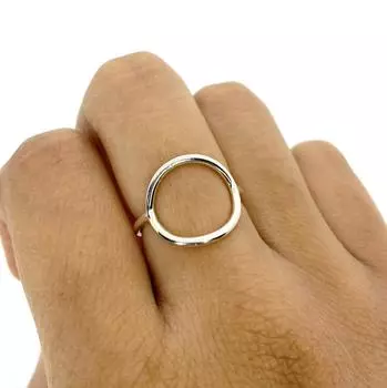 Овальное кольцо из стерлингового серебра, овальное кольцо Karma, кольцо Kreis, кольцо с открытым кругом, простое уплотнительное кольцо, овальное кольцо Free Size белый