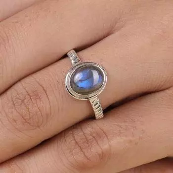 Овальное кольцо с натуральным лабрадоритом, серебряное кольцо 925 пробы, дизайнерское кольцо ручной работы, эффектное кольцо, дизайнерское кольцо, богемное кольцо 5