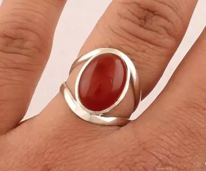 Овальное кольцо с сердоликом, серебро 925 пробы, кольцо ручной работы, кольцо с камнем, кольцо в стиле бохо, эффектное кольцо, юбилейное кольцо 6