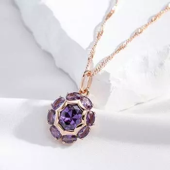 Овальное овальное ожерелье с фиолетовым цирконием золотого цвета, женское роскошное ювелирное изделие фиолетовый