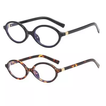 Овальное плоское зеркало в маленькой оправе для очков в стиле ретро One Size чёрный