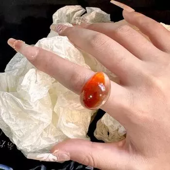 Овальное широкое акриловое геометрическое кольцо конфетного цвета, нерегулярное кольцо, креативное прозрачное кольцо из смолы, для девушек