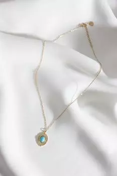 Овальное винтажное стальное ожерелье с коралловым камнем