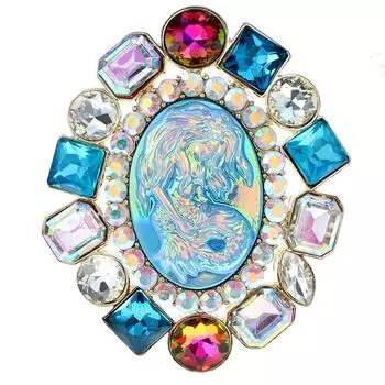 Овальные броши-русалочки со стразами для женщин, красивые модные украшения, булавка для вечеринки, высокое качество, новинка 2023 года