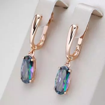 Овальные геометрические зубцы с инкрустацией красочными цирконами, простые висячие серьги для женщин, вечерние, повседневные украшения