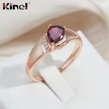 Овальные кольца с красным цирконом Kinel для женщин, повседневные изысканные ювелирные изделия, подарок 7