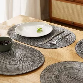 Овальные полиэстеровые хлопковые плетеные салфетки для стола, плетеные подставки под тарелки, моющиеся нескользящие салфетки для кухонного обеденного стола 30x45cm
