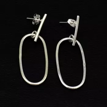 Овальные серьги-гвоздики из стерлингового серебра 925 пробы, женские серьги ручной работы, подарок для нее серебряный